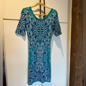 Ronny Kobo Teal and Blue knit sample dress - no tags size small